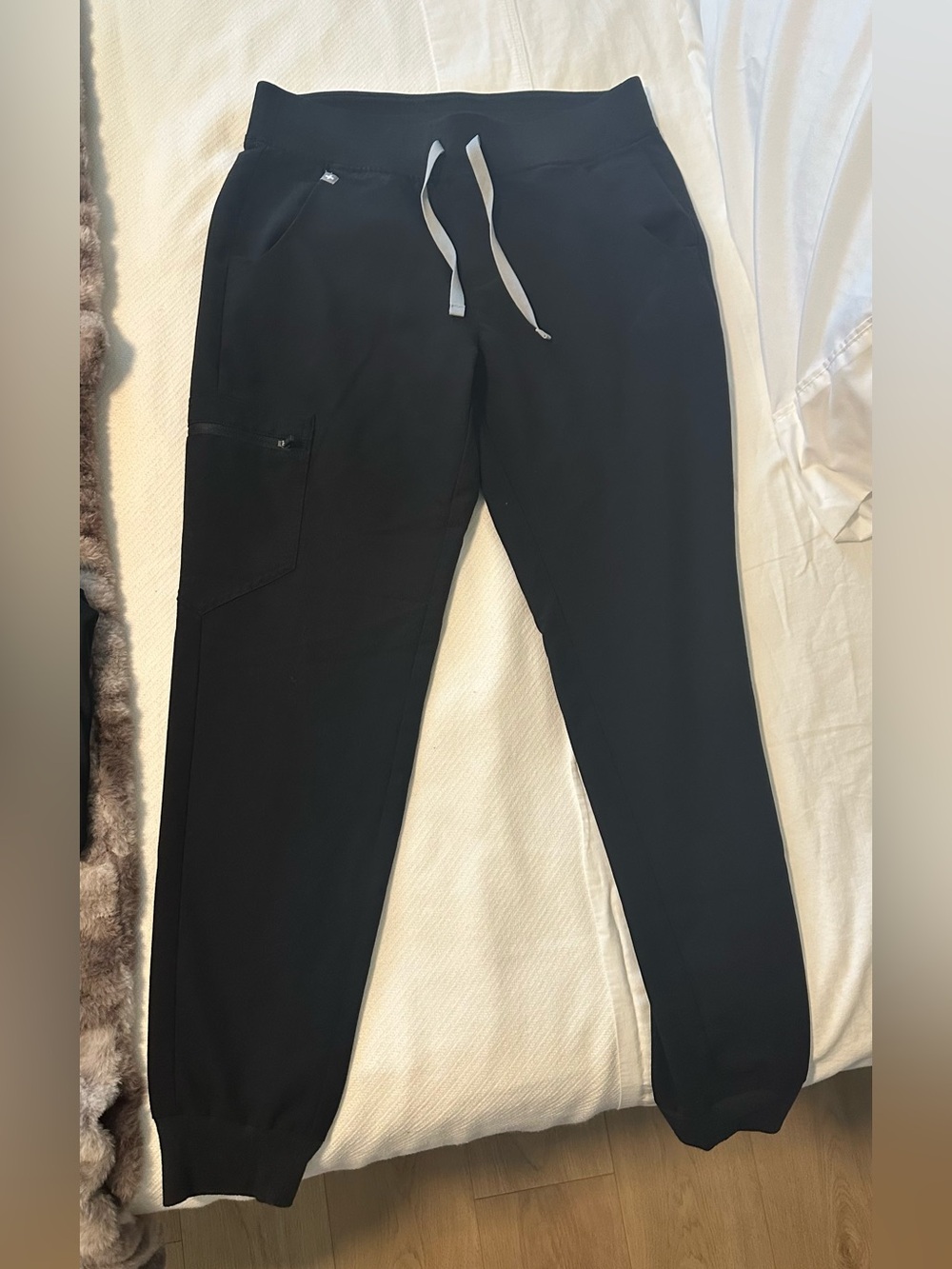FIGS Women's Black Jogger Pants with Contrast Drawstrings